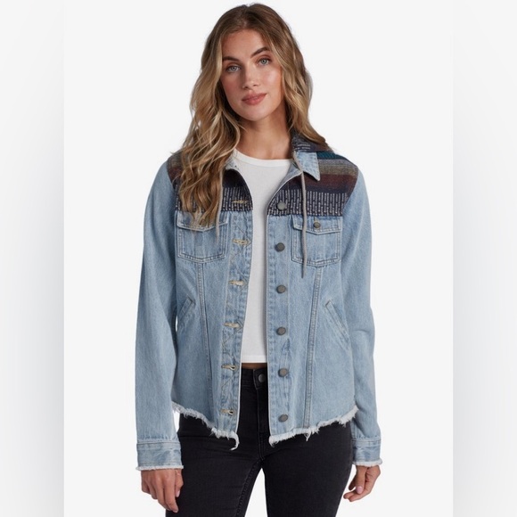 Roxy Rooney Hooded Denim Jacket - Picture 1 of 6